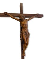 Talla en Madera - Figuursnijwerk, Cristo en cruz - 51 cm -, Antiek en Kunst