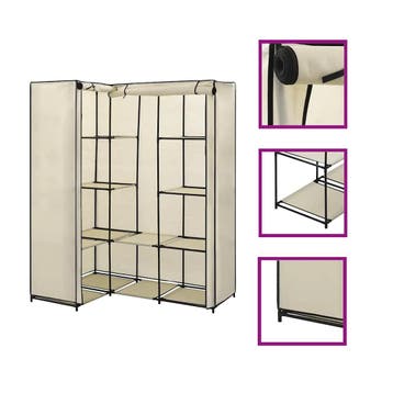 vidaXL Hoekkledingkast 130x87x169 cm crème, Verzenden, Nieuw