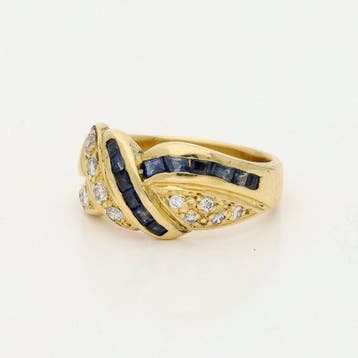 Ring - 18 karaat Geel goud Saffier - Diamant, Sieraden, Tassen en Uiterlijk, Ringen, Nieuw