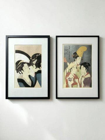 Set of 2 Ukiyo-e Prints: Famous Geishas of the Green