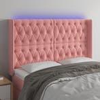 vidaXL Hoofdbord LED 147x16x118/128 cm fluweel roze, Verzenden, Nieuw, Stof