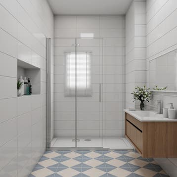 Aica douchewand 65x185cm 6mm antikalk glas glanzend chroom, Nieuw, Glas, Douche