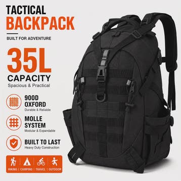 Tactische Rugzak 35L - Molle Systeem, Reflecterende Strips,, Verzenden, Nieuw