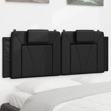 vidaXL Hoofdbordkussen Viana 140 cm kunstleer zwart, Verzenden, Nieuw, Zwart, Overige materialen