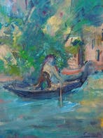 Cesare Monti (1891-1959) - Pescatore sul lago di Lecco