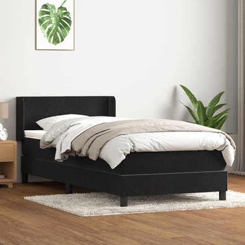 vidaXL Boxspring met matras fluweel zwart 90x210 cm, Verzenden, Nieuw, Zwart, Stof