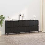 vidaXL Dressoirs 3 pcs Zwart Eiken 60 x 35 x 70 cm Bewerkt, Verzenden, Nieuw, 50 tot 100 cm, 25 tot 50 cm