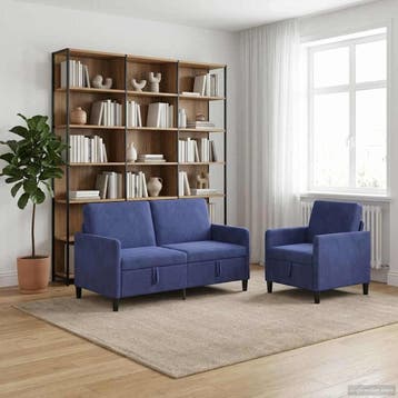 vidaXL Bankenset met opbergruimte 2 st Politieblauw, Verzenden, Nieuw, Kunststof, Minder dan 150 cm