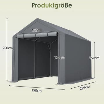 Ruime Garage Carport 190x296x200cm - Waterdichte Stalen Berg