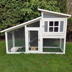 Konijnenhok Lena Wit/Grijs Dennenhout Afmeting: 152x60x96cm, Dieren en Toebehoren, Verzenden, Nieuw
