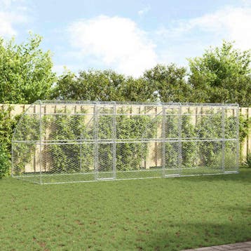 vidaXL Hondenhok 3 st zilver 6 x 2 x 2 m Verzinkt staal, Verzenden, Nieuw