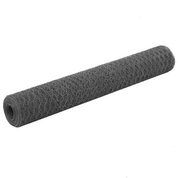 vidaXL Kippengaas 25x1 m staal met PVC coating grijs, Verzenden, Nieuw, IJzer, 1 tot 2 meter