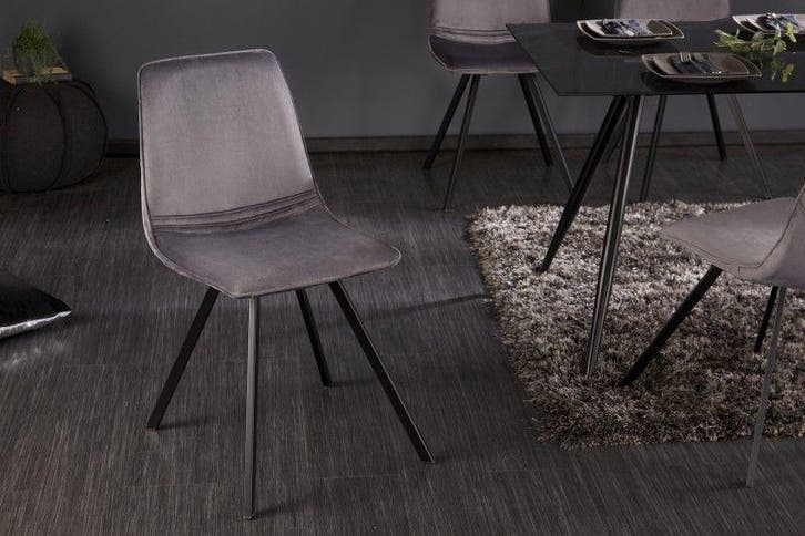 Retro stoel AMSTERDAM CHAIR donkergrijs fluweel design, Huis en Inrichting, Stoelen, Ophalen of Verzenden