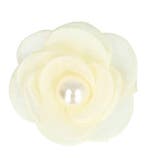 Haarspeld Duckklem 5cm – Roos Bloemvorm met Parel – Creme, Nieuw
