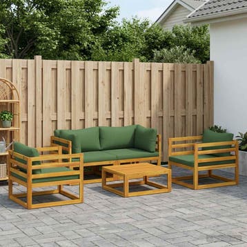 vidaXL 5-delige Tuinloungeset Modulair Naturel Massief, Verzenden, Nieuw, Loungeset