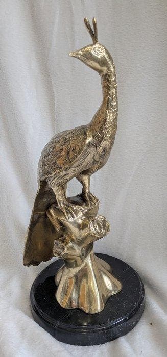 Beeldje - Pfau - Gepatineerd brons, Antiek en Kunst