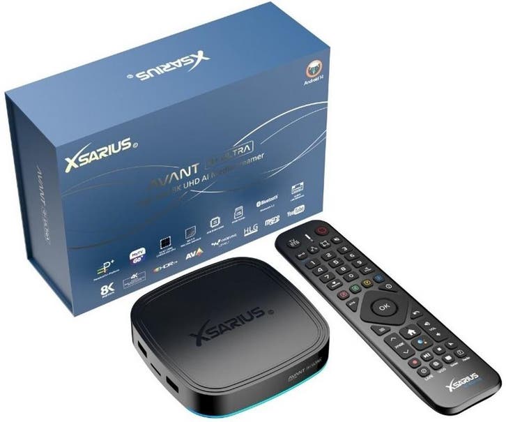 Xsarius Avant 4+ Ultra Black 4K OTT Android 14 Media Streame, Audio, Tv en Foto, Schotelantennes, (Schotel)antenne-accessoires