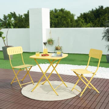 Klapstoel Sande set van 2 tuinstoelen 84,5x42x50 cm geel [en, Verzenden, Nieuw