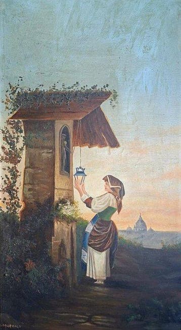 Scuola italiana (XIX), Firmato L. Marengo - La devozione