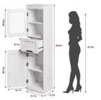 Hoge Badkamerkast 170 cm – Vrijstaande Kast met Lade en Deur, Verzenden, Nieuw