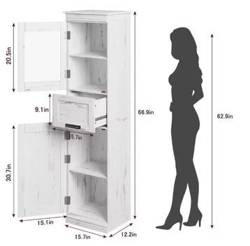 Hoge Badkamerkast 170 cm – Vrijstaande Kast met Lade en Deur, Verzenden, Nieuw
