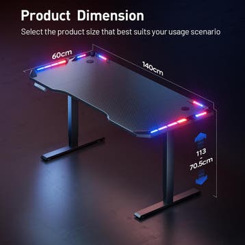 Gaming bureau - Gaming desk - Gaming tafel - 140x60 cm - Zwa, Verzenden, Zo goed als nieuw