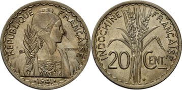 20 Centimes 1941, Franzoesisch Indochina, Verzenden