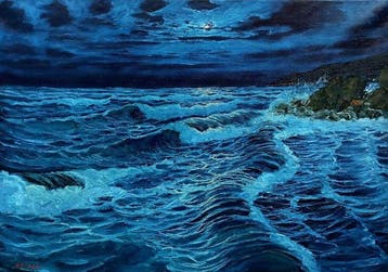 Massimo Orsucci (1946-2025) - Mareggiata al chiaro di luna, Antiek en Kunst