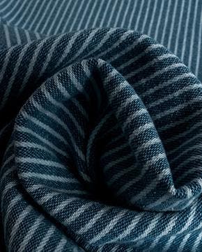 Stretch Katoen Denim Streep Donkerblauw, Nieuw, Blauw