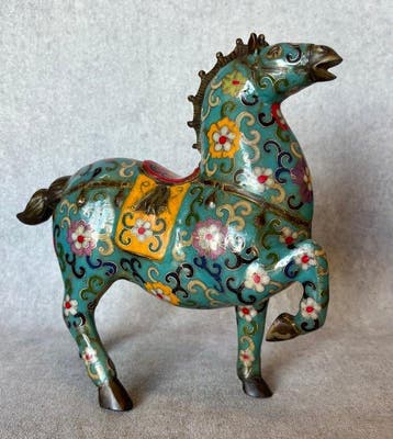 Cloisonné Tang-Dynastie stijl paard - Brons - China, Antiek en Kunst