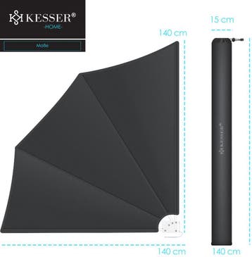 KESSER® opvouwbaar balkonscherm met muurbeugel - 140x140cm -, Verzenden, Zo goed als nieuw