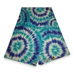 Afrikaanse print stof - Turquoise Tie Dye - 100% katoen - 1, Ophalen of Verzenden, Nieuw
