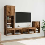 vidaXL TV Wandmeubels met LED-striplichten Oud Hout Bewerkt, Huis en Inrichting, Kasten | Televisiemeubels, Verzenden, Nieuw, Overige houtsoorten