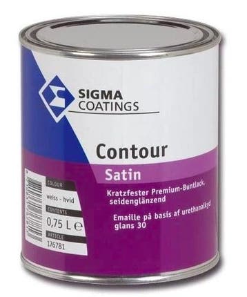 Sigma Contour Satin  - wit - 1 liter (Lakverf), Wit, Nieuw, Ophalen of Verzenden, Lak
