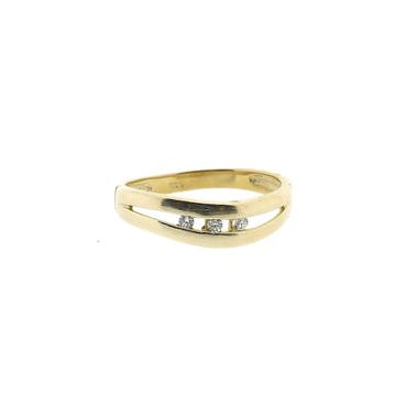 8 karaat ring met zirconia, Sieraden, Tassen en Uiterlijk, Ringen, 18 tot 19, Gebruikt, Geel, Ophalen of Verzenden