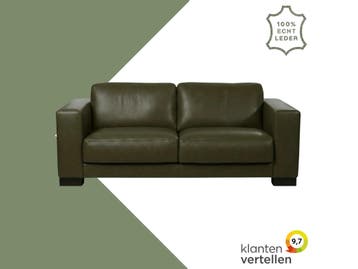 Leren bank Clear - 2,5 zits - Granada Moss (olijf/groen) -, Huis en Inrichting, Banken | Bankstellen, Bohemian, Eigentijds, Modern, Retro, Vintage