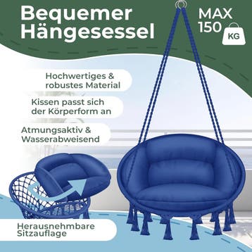 Hangstoel - Binnen & Buiten - Hangschommel - Tot 150kg - Bla, Verzenden, Zo goed als nieuw