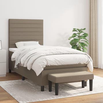 vidaXL Boxspring met matras stof taupe 100x200 cm, 100 cm, Eenpersoons, Verzenden, Nieuw