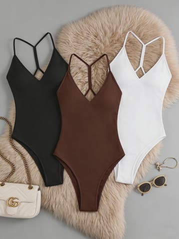 3-Pack Dames Bodysuit met V-hals en Gekruiste Bandjes op de, Kleding | Dames, Verzenden, Nieuw
