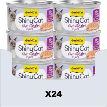 24x GimCat Kattenvoer Nat ShinyCat Filets in Jelly Tonijn..., Verzenden, Kat