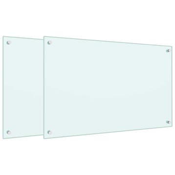 vidaXL Spatschermen keuken 2 st 80x50 cm gehard glas wit, Verzenden, Nieuw