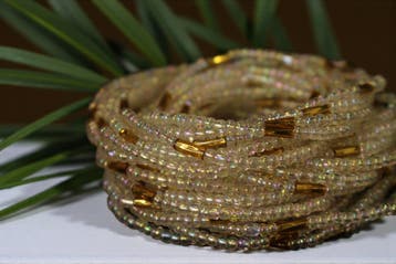 Waist Beads / Afrikaanse Heupketting - NEKPEN - Wit / gold (, Ophalen of Verzenden, Nieuw
