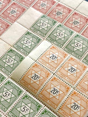 Tanger - Fiscale postzegels Tanger 179 zegels. 3, Postzegels en Munten, Gestempeld