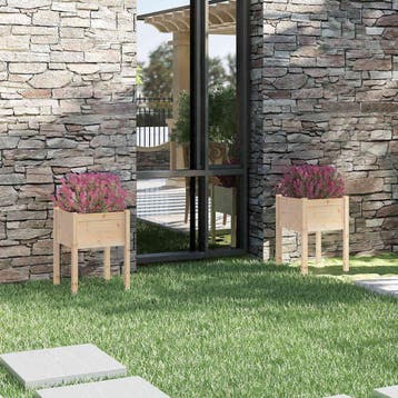 vidaXL Plantenbakken 2 st 50x50x70 cm massief grenenhout, Verzenden, Minder dan 60 cm, Nieuw, 60 cm of meer