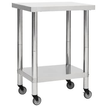 vidaXL Keukenwerktafel met wielen 60x30x85 cm roestvrij, Zakelijke goederen, Verzenden