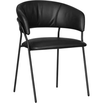 Leren eetkamerstoel met armleuning Glow - Toledo Nero, Huis en Inrichting, Stoelen, Zwart, Nieuw, Leer, Ophalen of Verzenden