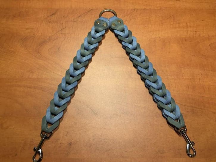 Leren duo honden riem Blue/grey, Auto-onderdelen, Overige Auto-onderdelen, Nieuw, Ophalen of Verzenden