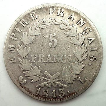 Frankrijk. Napoléon I (1804-1814). 5 Francs 1813-L, Bayonne