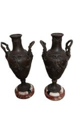 Vaas - Marmer, zink - een paar vazen