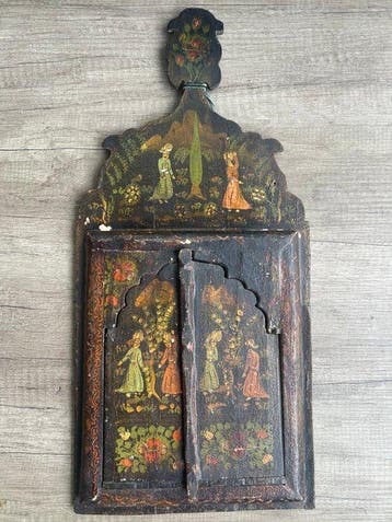 Wandspiegel - Papier-maché - Qajar Perzische Spiegeldoos